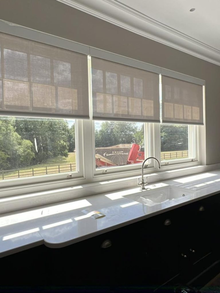 Lutron Sivola Blinds install in a kitchen 
